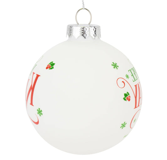 Yippee Ki Yay Funny Saying Glass Christmas Ornaments