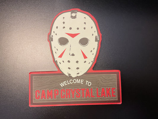 FRIDAY THE 13TH "CAMP CRYSTAL LAKE AND MASK" Freestanding Sign