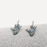 EARRINGS - Sterling Silver Skull Hand Bone Middle Finger Stud Earrings
