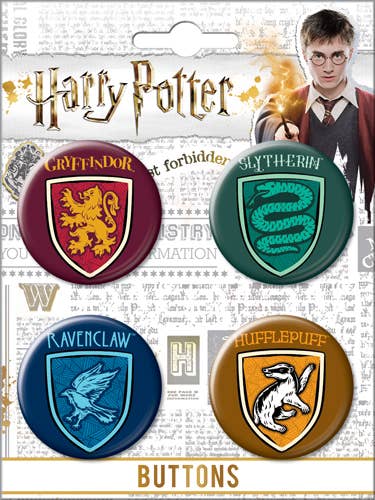 Harry Potter ST Crests 4 Button Set Carded 4 Button Set
