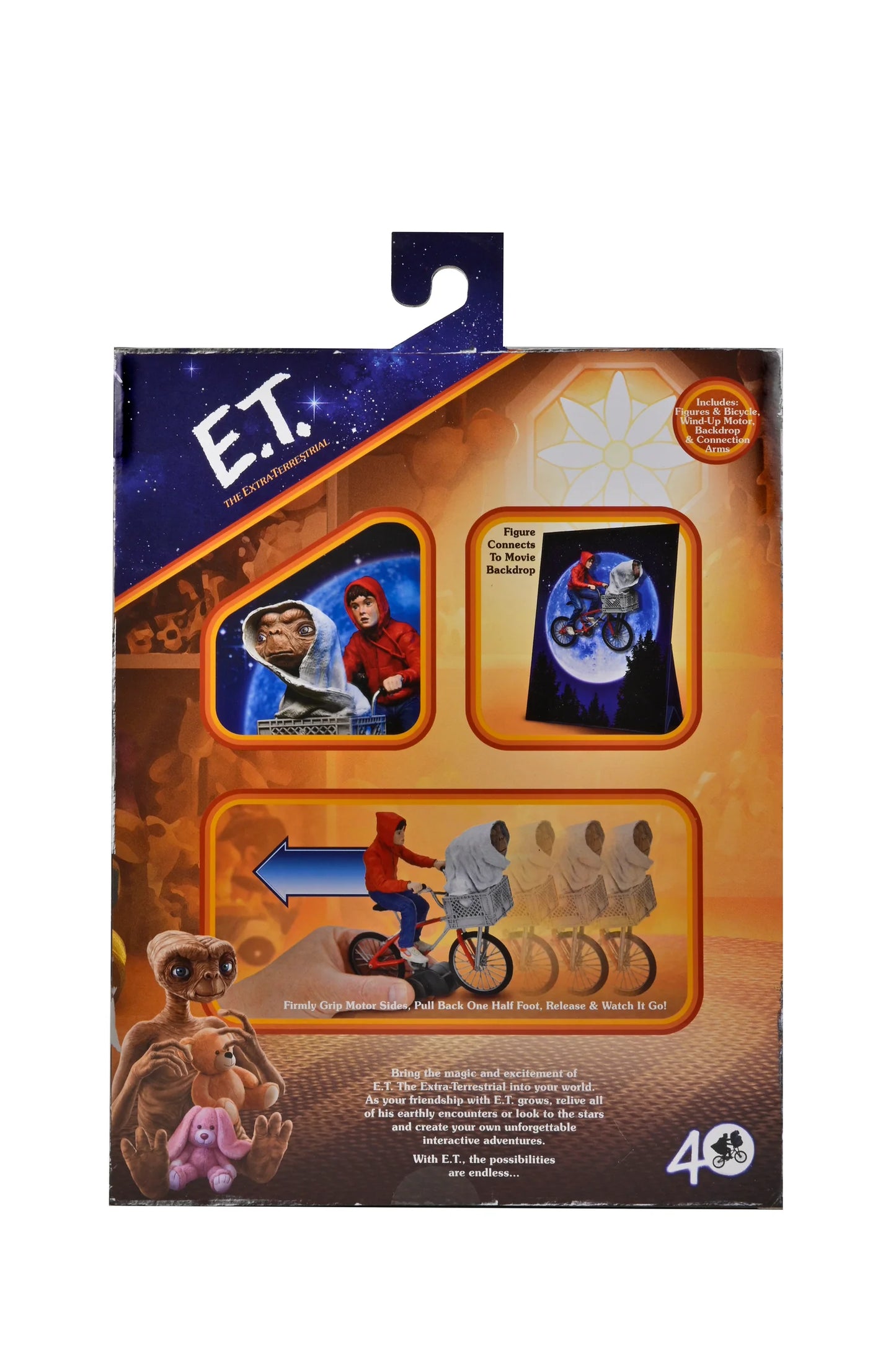 NECA E.T. The Extra-Terrestrial - Elliott & E.T. on Bicycle (40th Anniversary) 7" Scale Action Figure