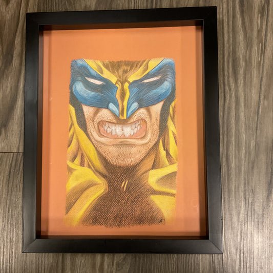 ART - Wolverine Framed Chalk Pastels Original Artwork