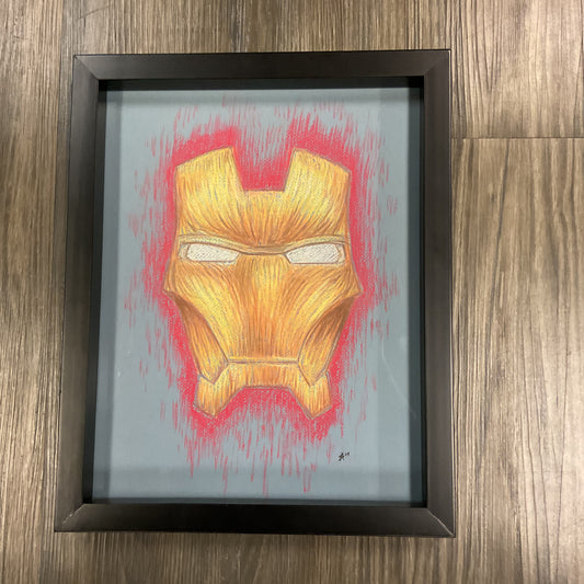 ART - Ironman Framed Chalk Pastel Original Artwork