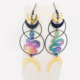 EARRINGS - Snake Multi-Color Moon Pendant Earrings