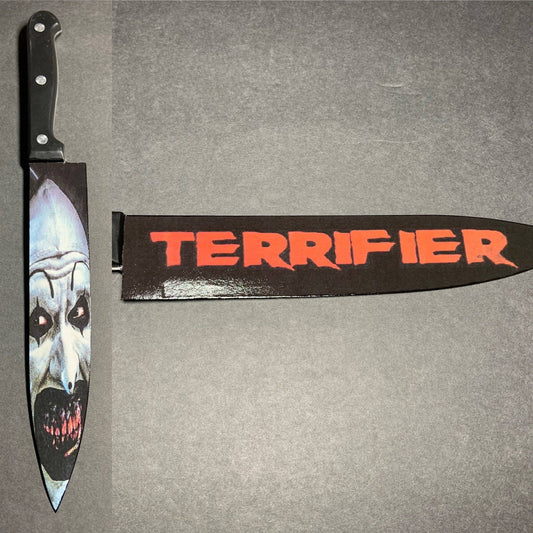 KNIFE - Terrifier Art the Clown Kitchen Knife with Sublimated Stand