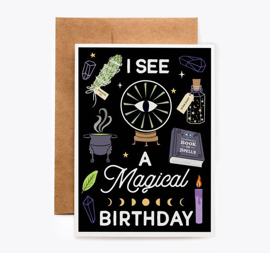 CARDS - " I See A Magical Birthday" Magic Spells Birthday Card