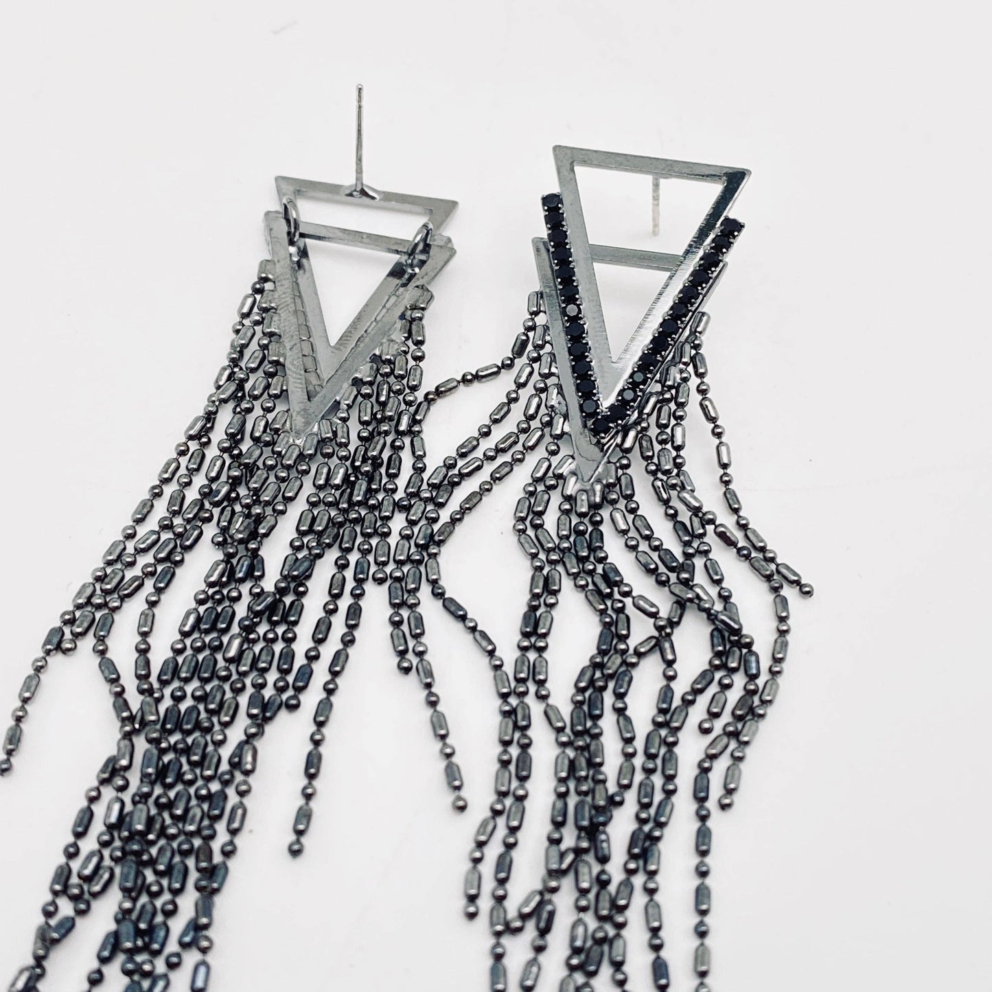 EARRINGS - Triangle Beaded Tassel Earrings