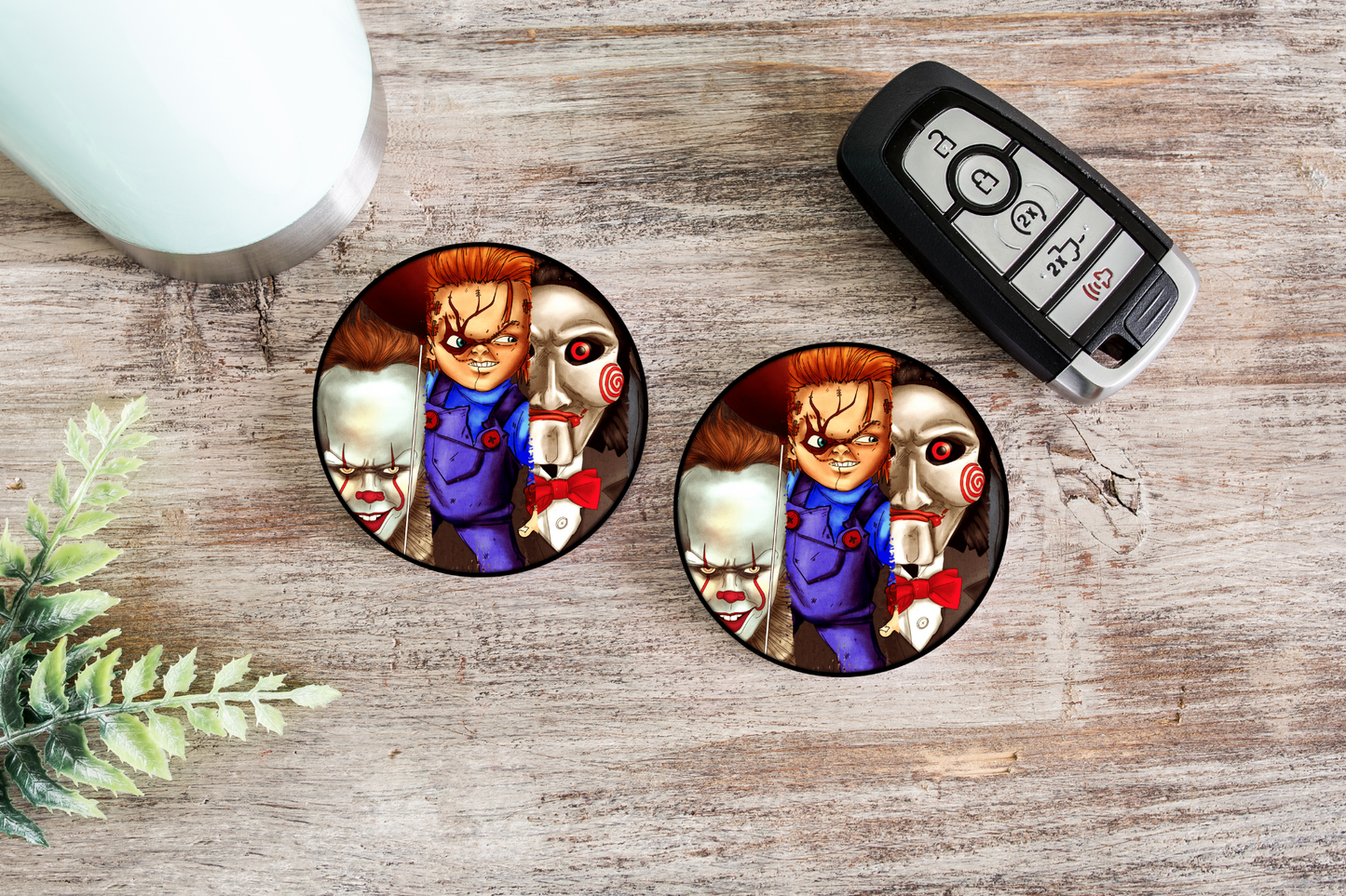 Horror Collage Car Coaster Set