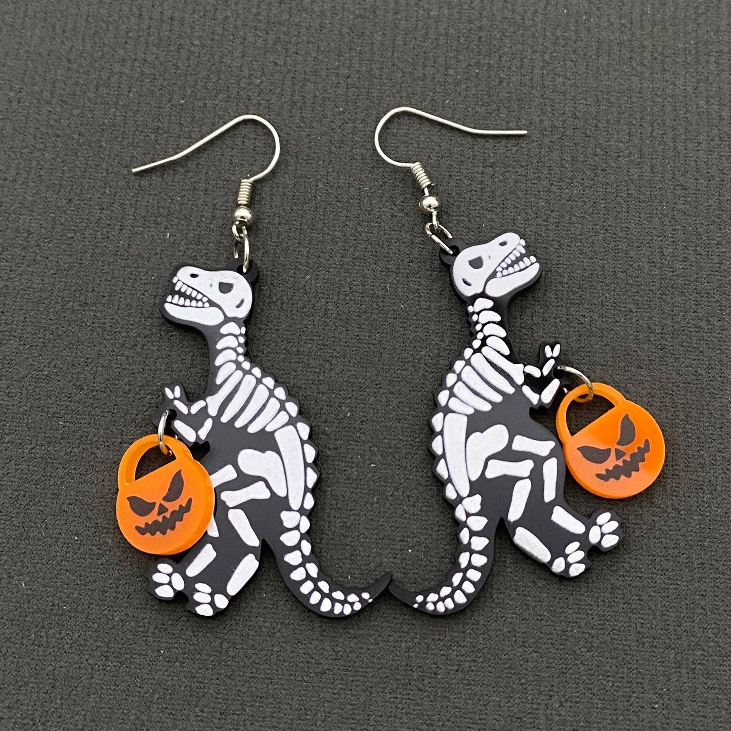 EARRINGS - Halloween Skeleton Dinosaur Pumpkin Dangle Earrings