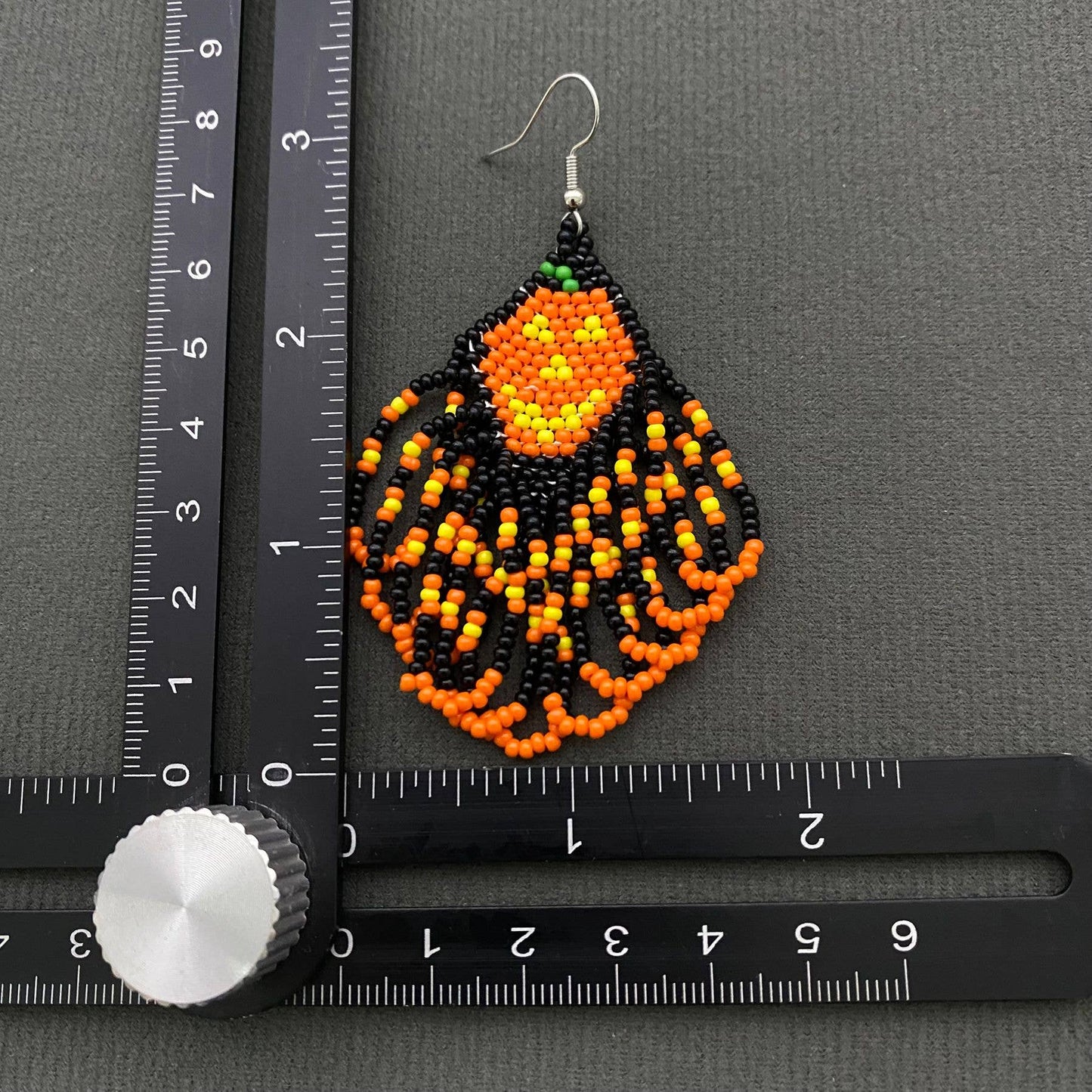 EARRINGS - Halloween Pumpkin Seed Beaded Fringe Earrings