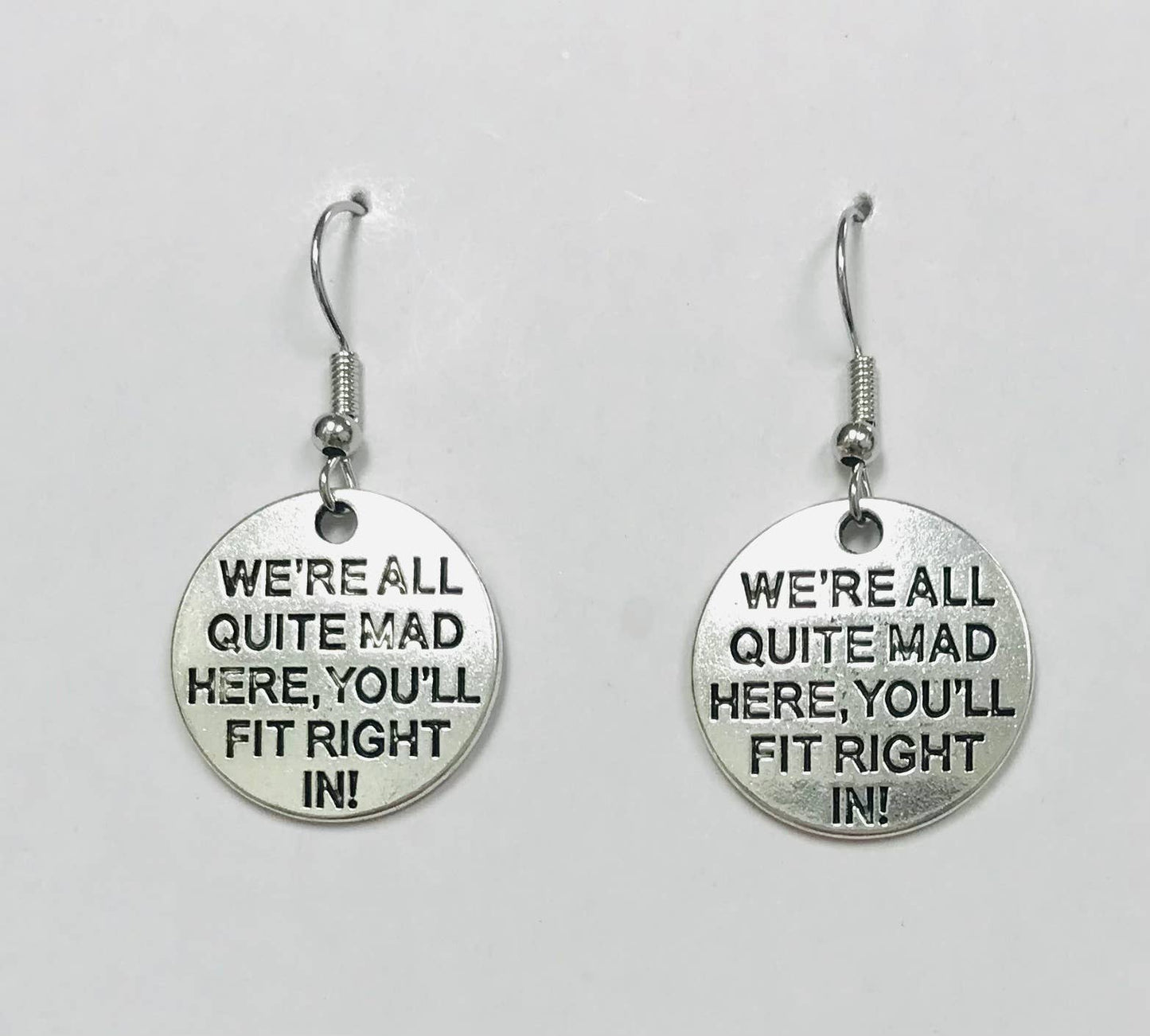 EARRINGS - We Are All Mad Here Alice In Wonder Land Earrings