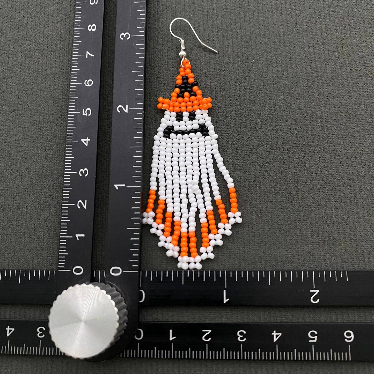 EARRINGS - Halloween Ghost Seed Beads Fringe dangle