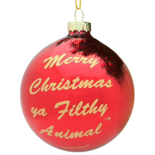 Merry Christmas Ya Filthy Animal ® Glass Christmas Ornament