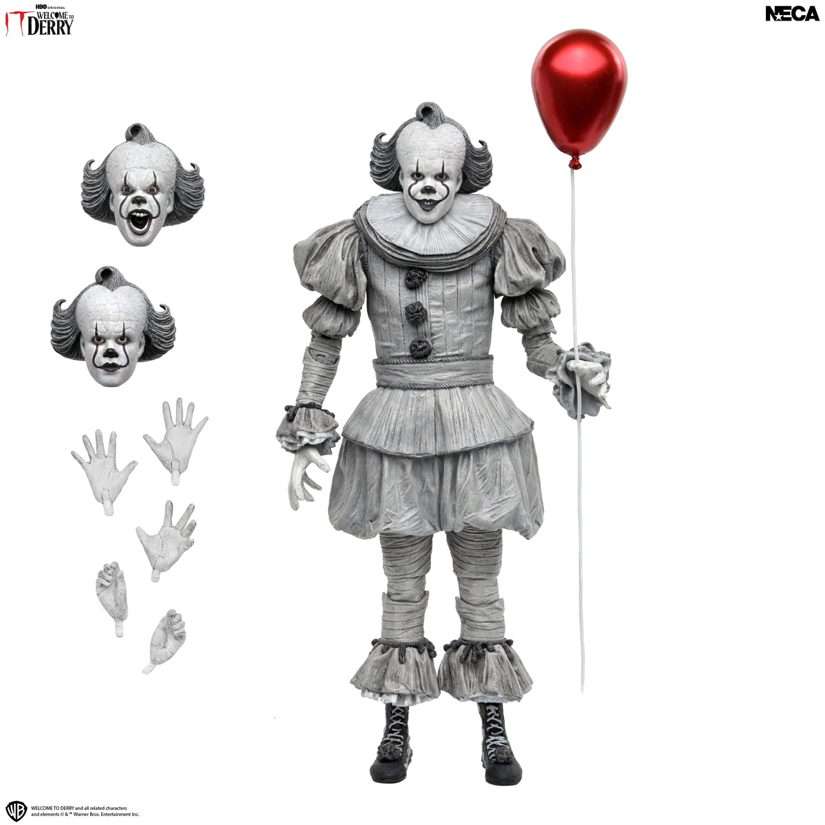 IT: Welcome to Derry - Ultimate Black & White Pennywise 7” Scale Action Figure (PRE-ORDER)