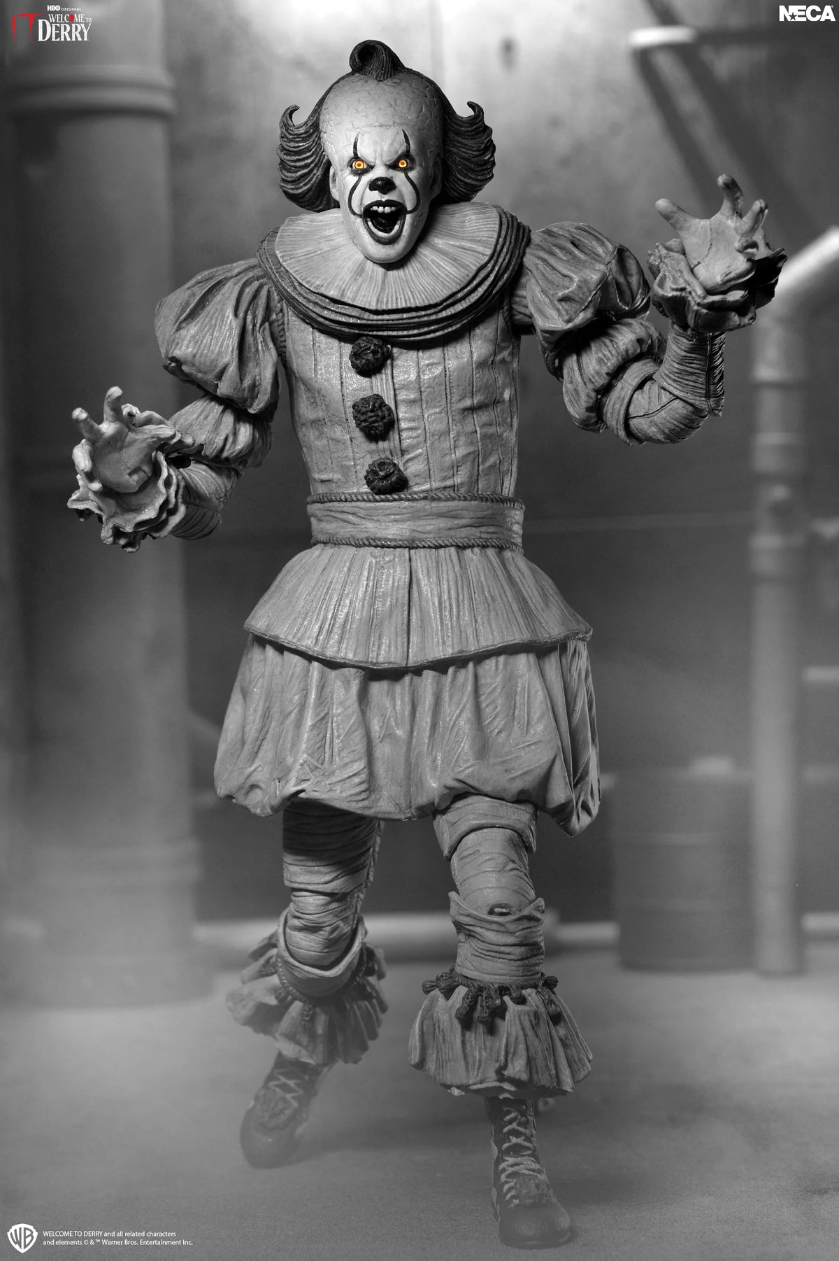 IT: Welcome to Derry - Ultimate Black & White Pennywise 7” Scale Action Figure (PRE-ORDER)