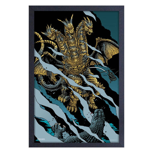 "Godzilla Ghidorah Battle" Framed Print