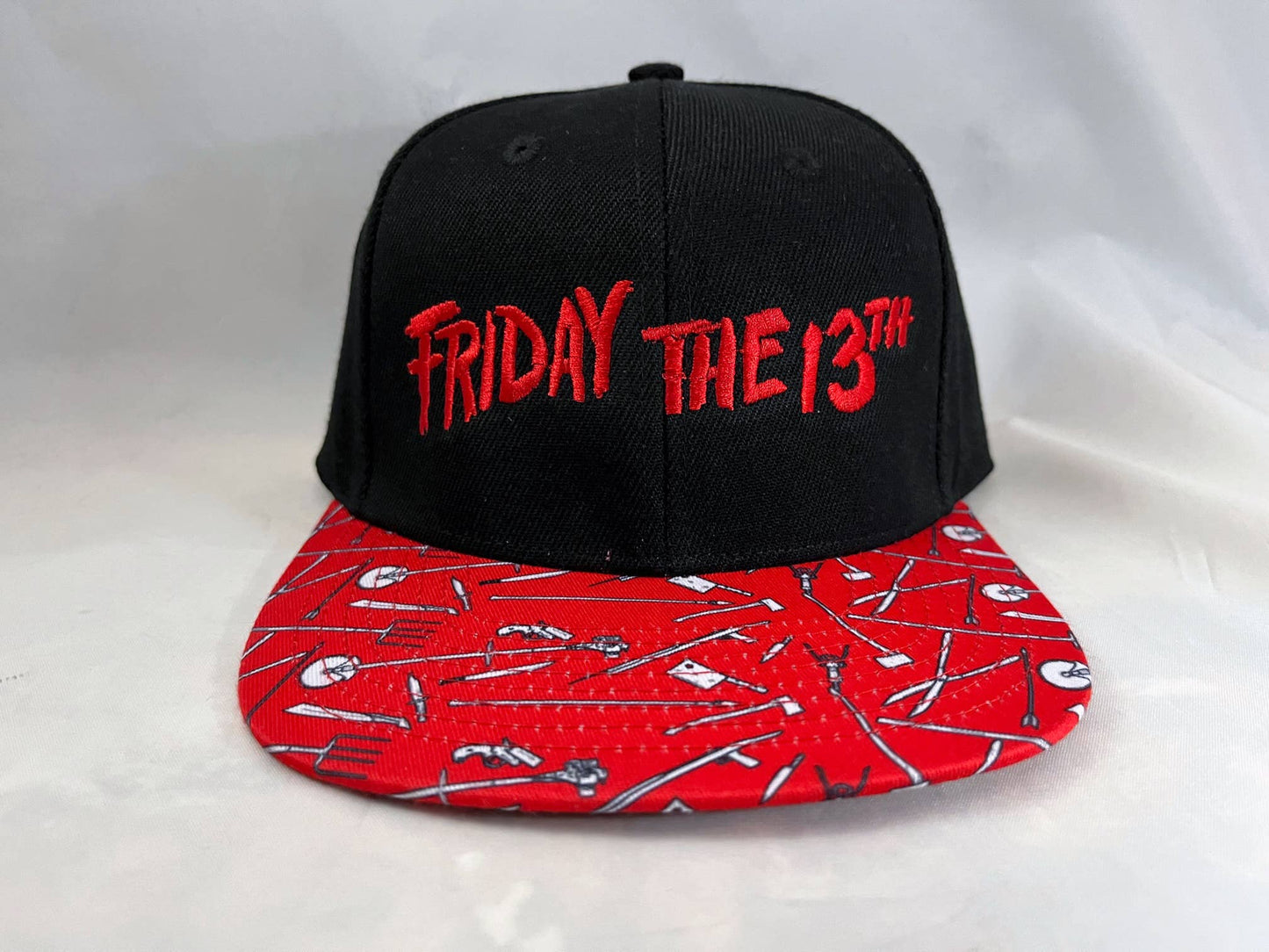 "Friday The 13th" Pattern Embroidered Snapback Hat