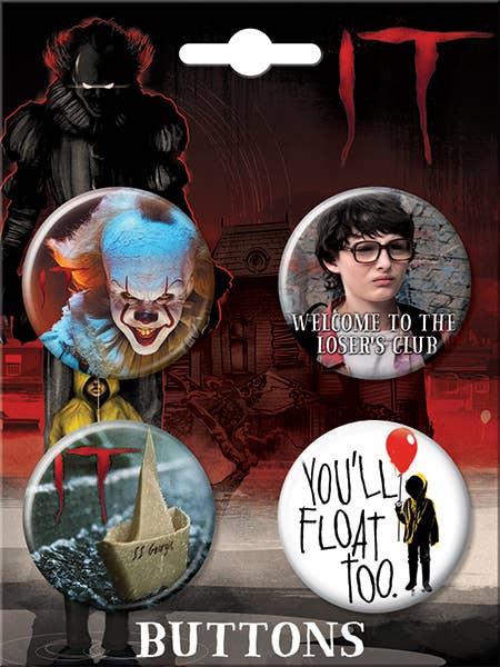 IT Movie 2017 4 Button Set Carded 4 Button Set