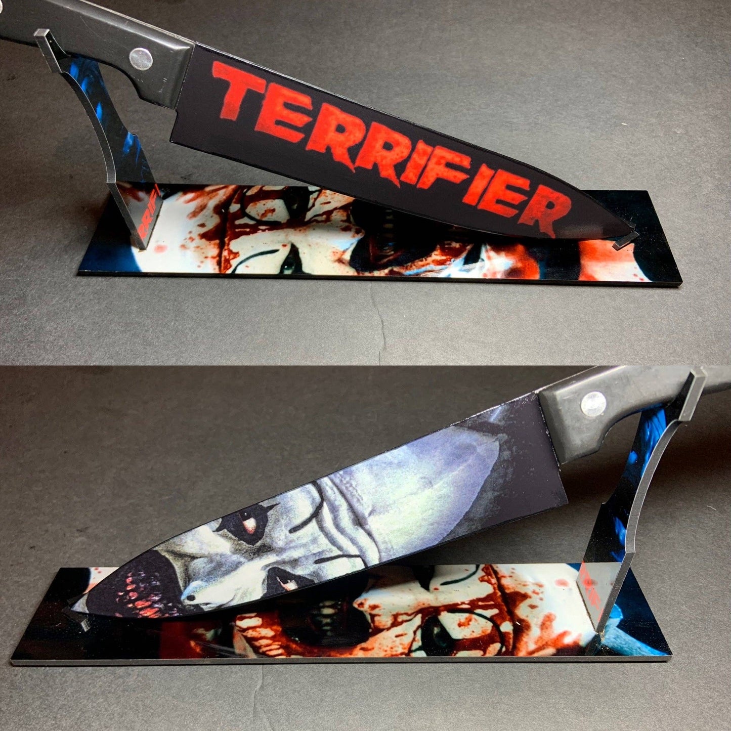 KNIFE - Terrifier Art the Clown Kitchen Knife with Sublimated Stand