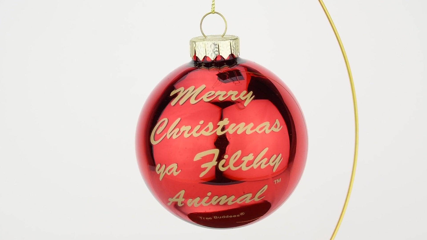 Merry Christmas Ya Filthy Animal ® Glass Christmas Ornament
