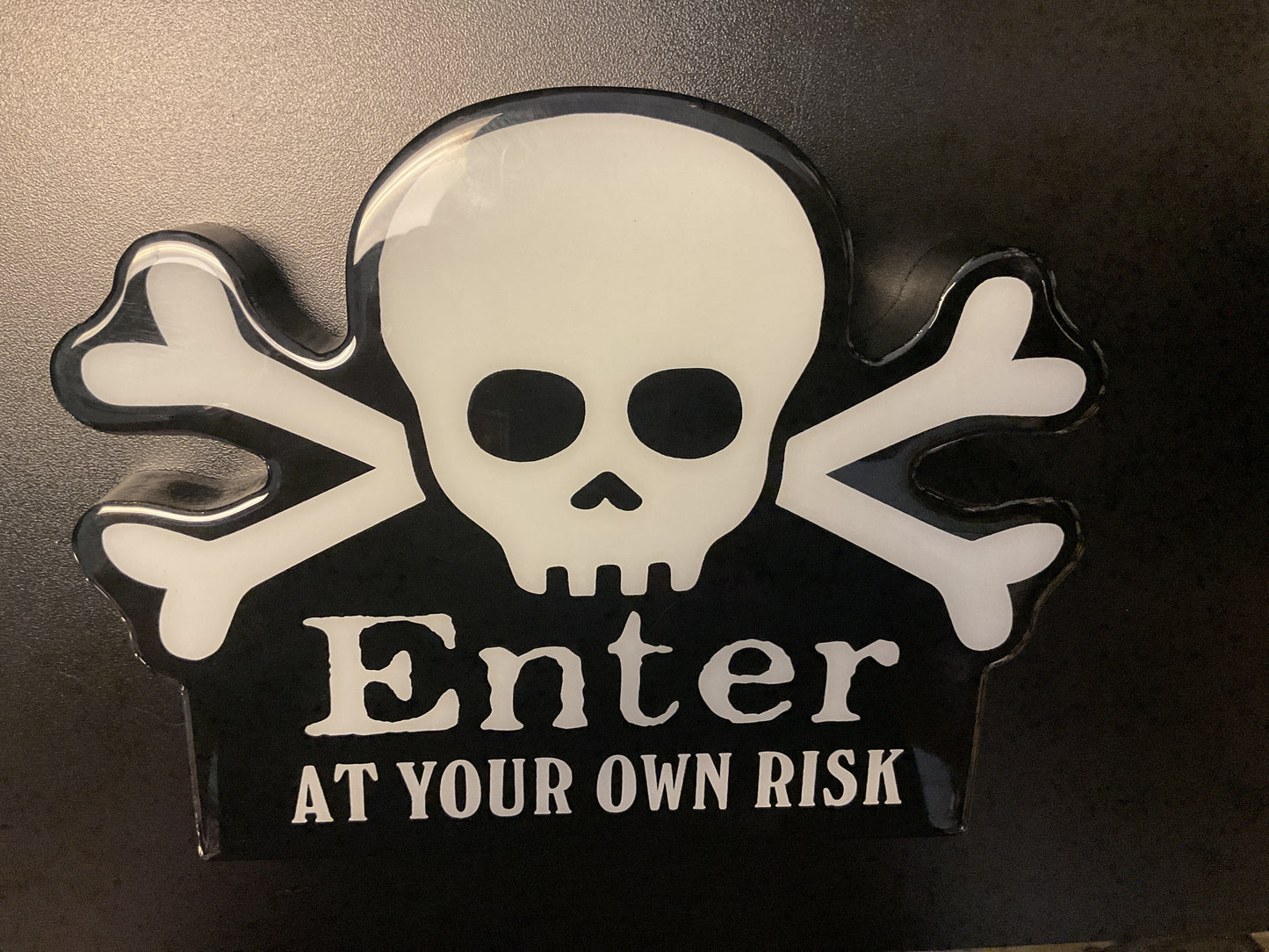 ENTER AT YOUR OWN RISK FREESTANDING SIGN