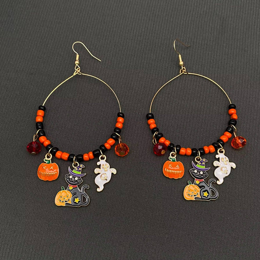 EARRINGS - Halloween Glass Beads Dangle Earrings