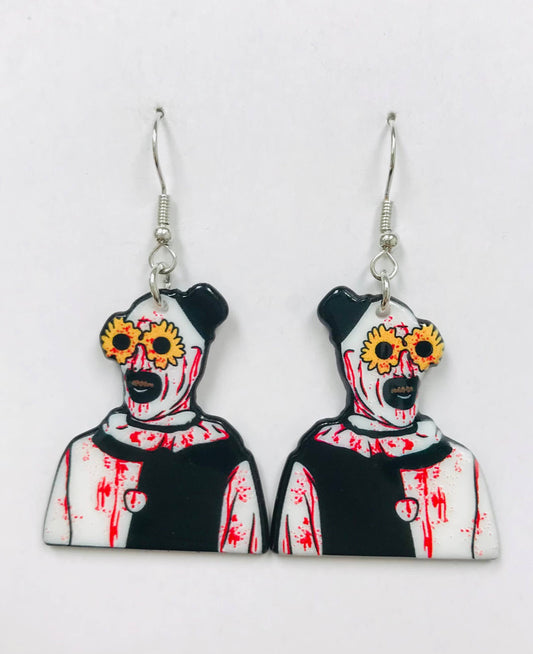 EARRINGS - Art The Clown "The Terrifier" with Flower Glasses Earrings