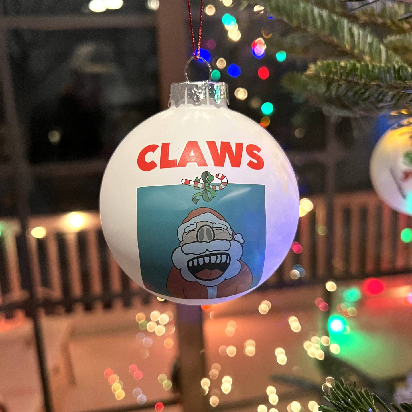 Claws Movie Poster Parody Fun Glass Christmas Ornament