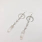 EARRINGS - Silver Star & Moon With White Crystal Pendant Earrings