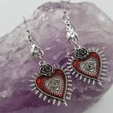 EARRINGS - Eye Heart Rose Goth Pendant Earrings