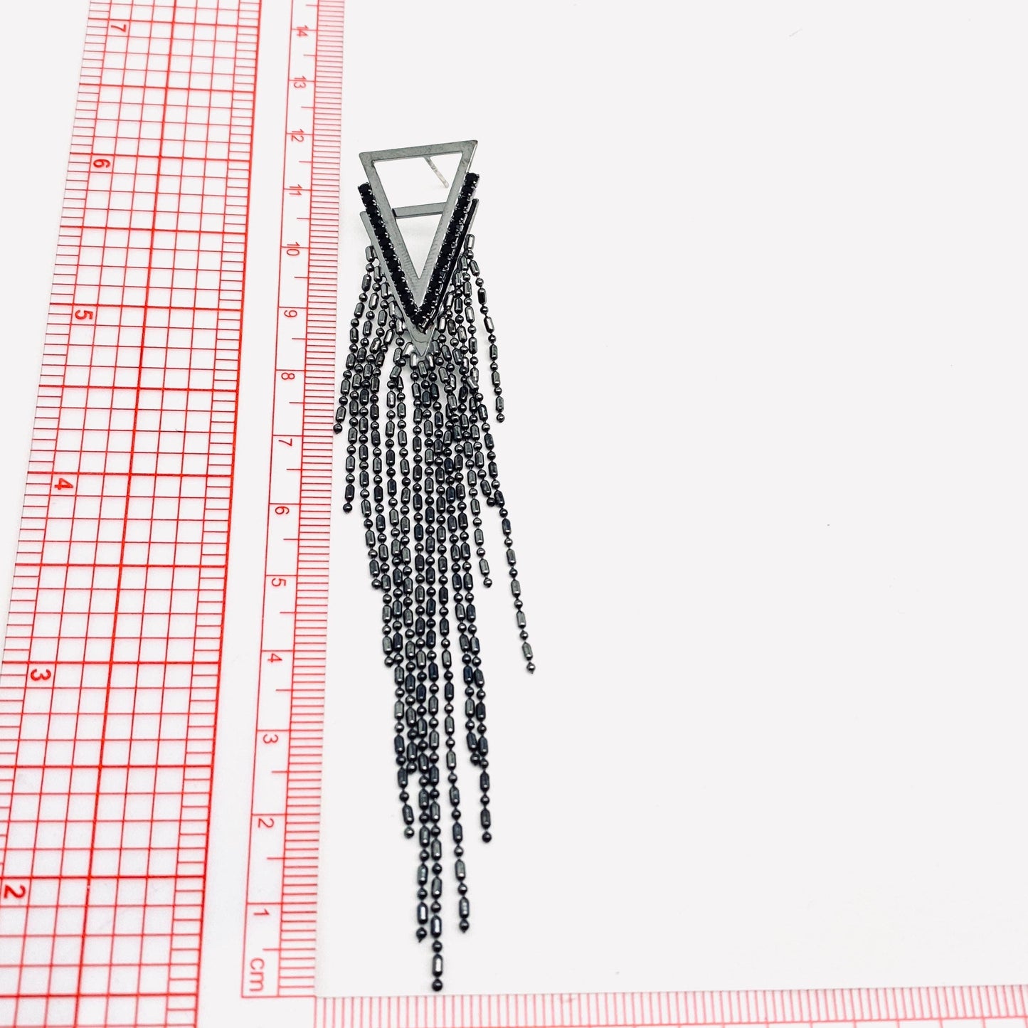 EARRINGS - Triangle Beaded Tassel Earrings