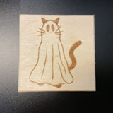 "Ghost Kitty" Small Wooden Trinket Box