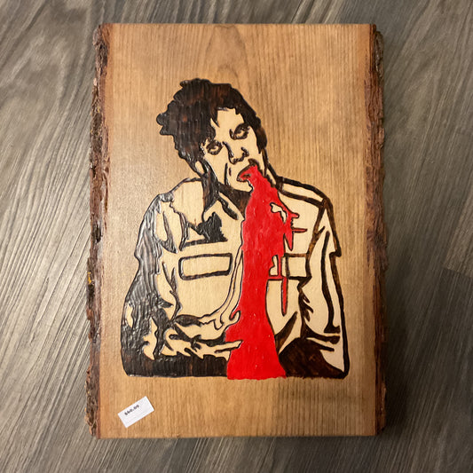 Blood Flyboy "Dawn of the Dead" Movie Wood-burned Wall Hanger