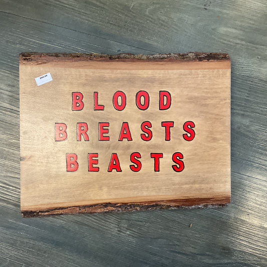 Blood Breasts Beasts Movie Logo Wood-burned Wall Hanger
