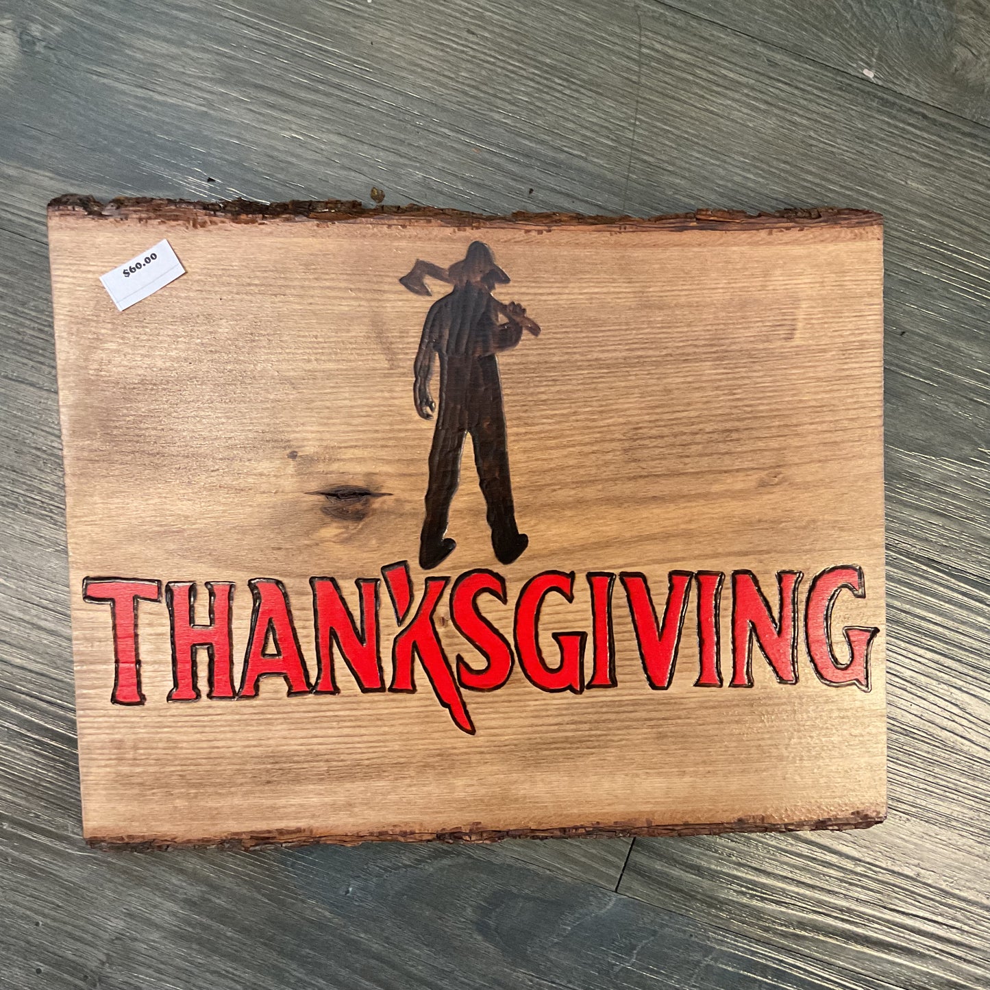 Thanksgiving" Movie Logo Wood-burned Wall Hanger