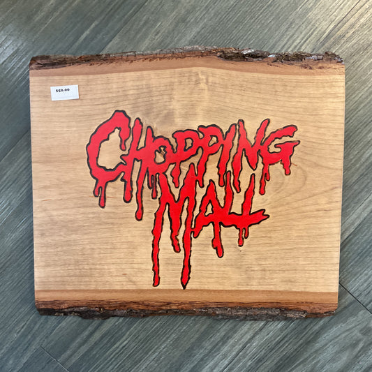 "Chopping Mall" Movie Logo Wood-burned Wall Hanger