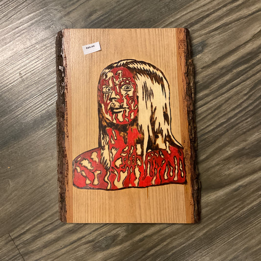 Bloody Red "Carrie" Movie Wood-burned Wall Hanger