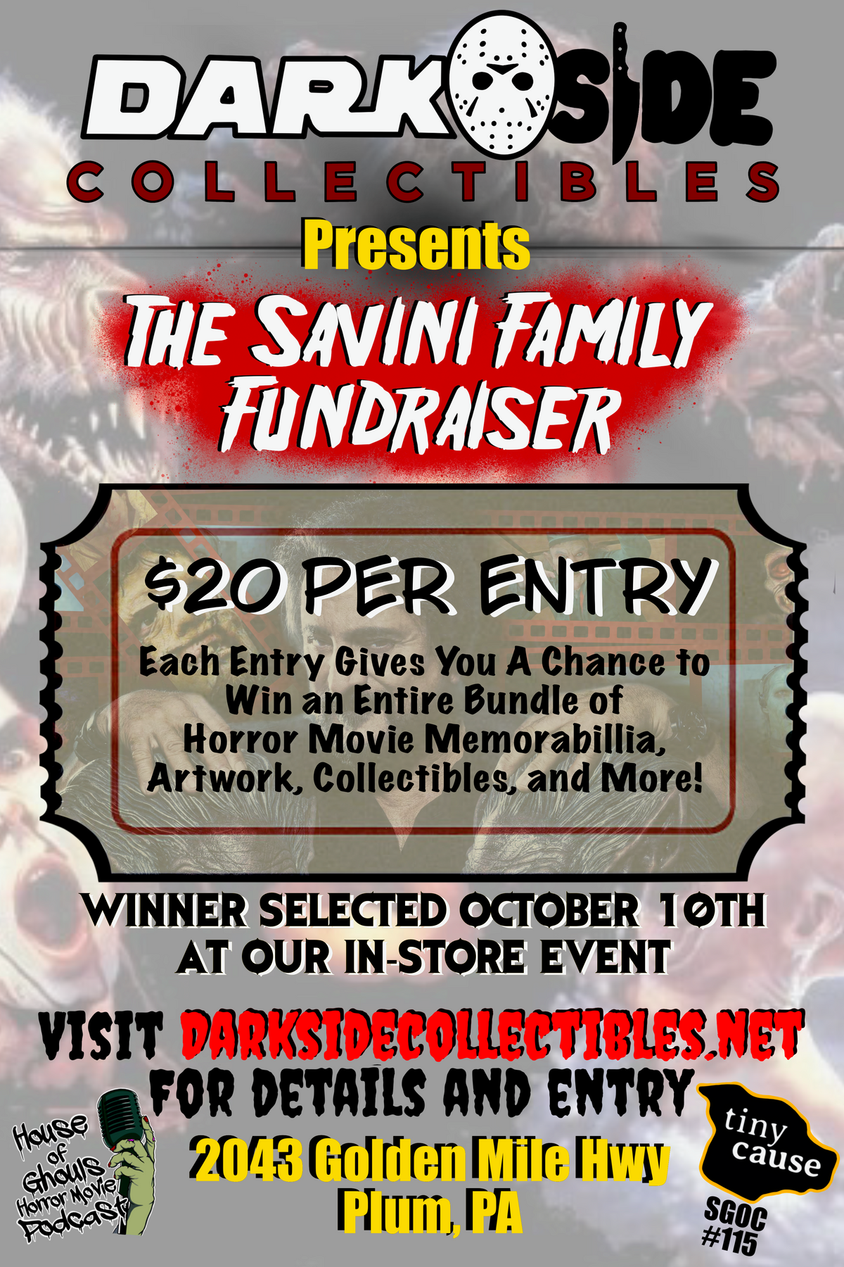 1 GIVEAWAY ENTRY (TOM SAVINI BENEFIT) BY JASON BAKER SGOC#115