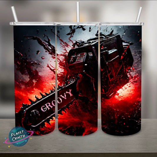 Groovy Chainsaw Evil Dead 2 Tumbler