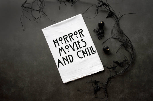 "Horror Movies and Chill" Kitchen Dish Towel