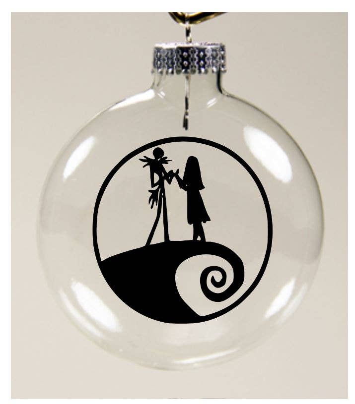 Jack Sally Nightmare Before Christmas Clear Ornament Shatterproof
