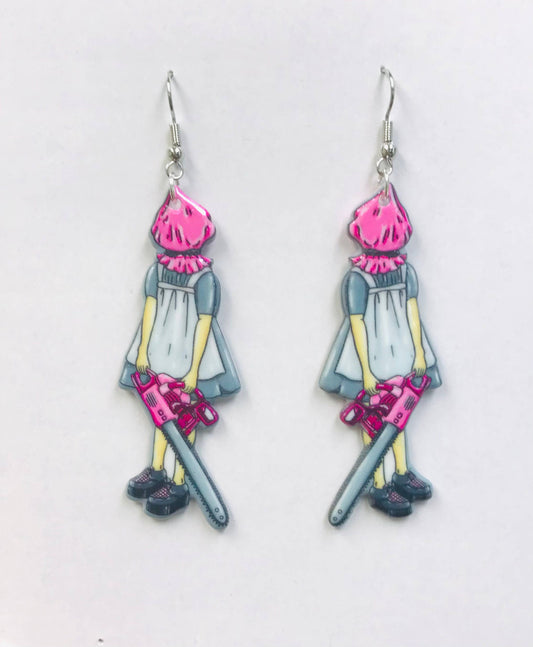 EARRINGS - "Girl With Saw"