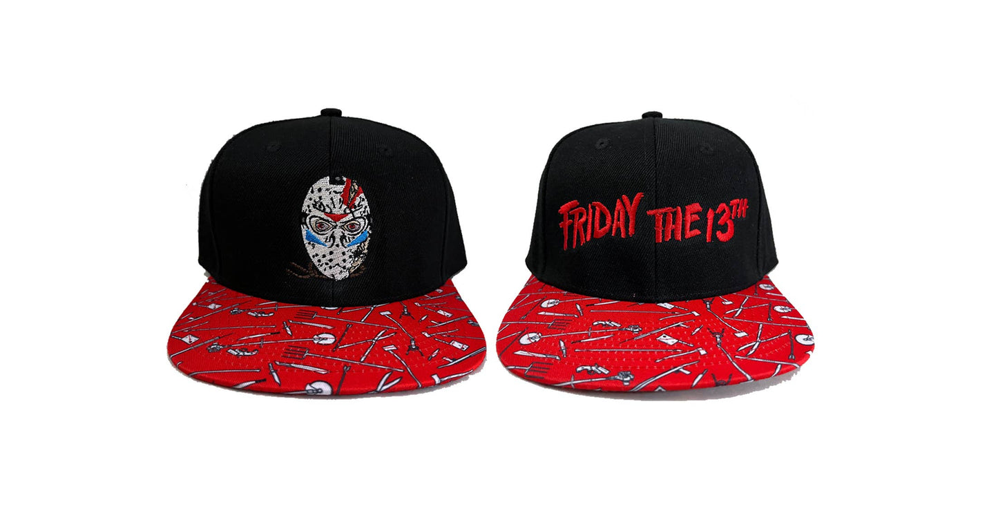 "Friday The 13th" Pattern Embroidered Snapback Hat