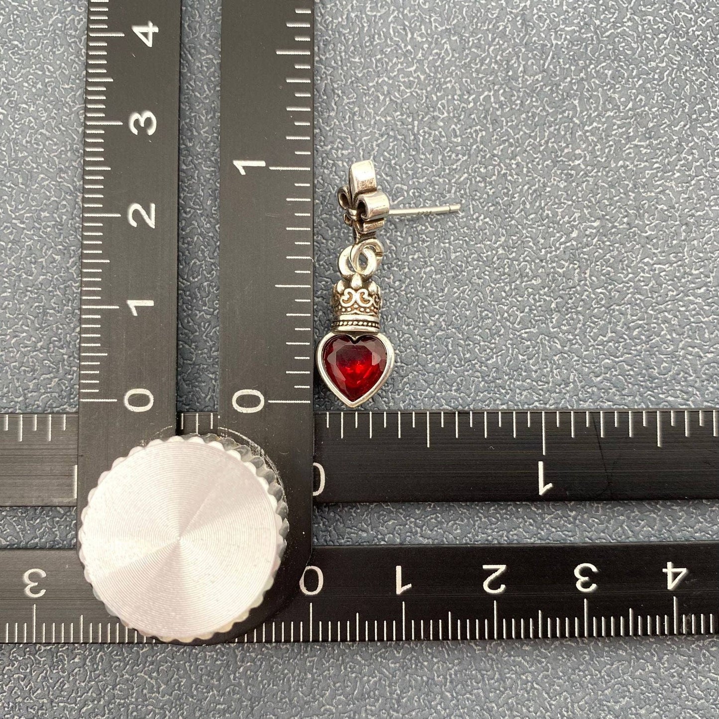 EARRINGS - Small Heart Red Zircon Post Earrings