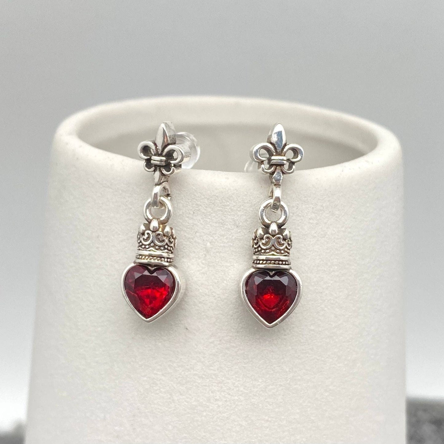 EARRINGS - Small Heart Red Zircon Post Earrings
