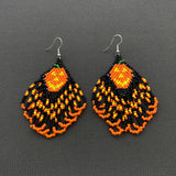EARRINGS - Halloween Pumpkin Seed Beaded Fringe Earrings