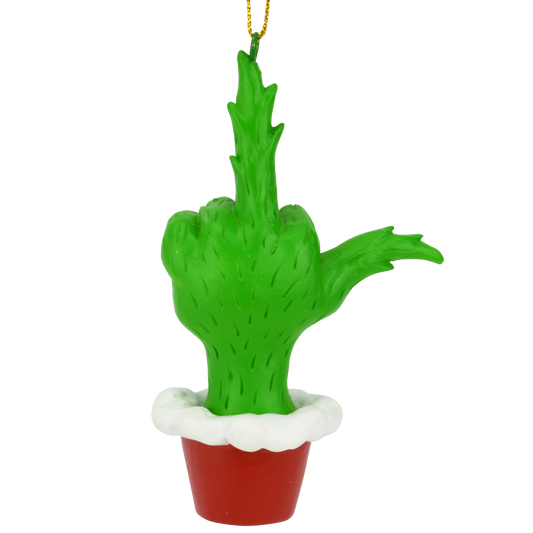 Green Hand Giving the Middle Finger Naughty Christmas Ornament