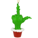 Green Hand Giving the Middle Finger Naughty Christmas Ornament