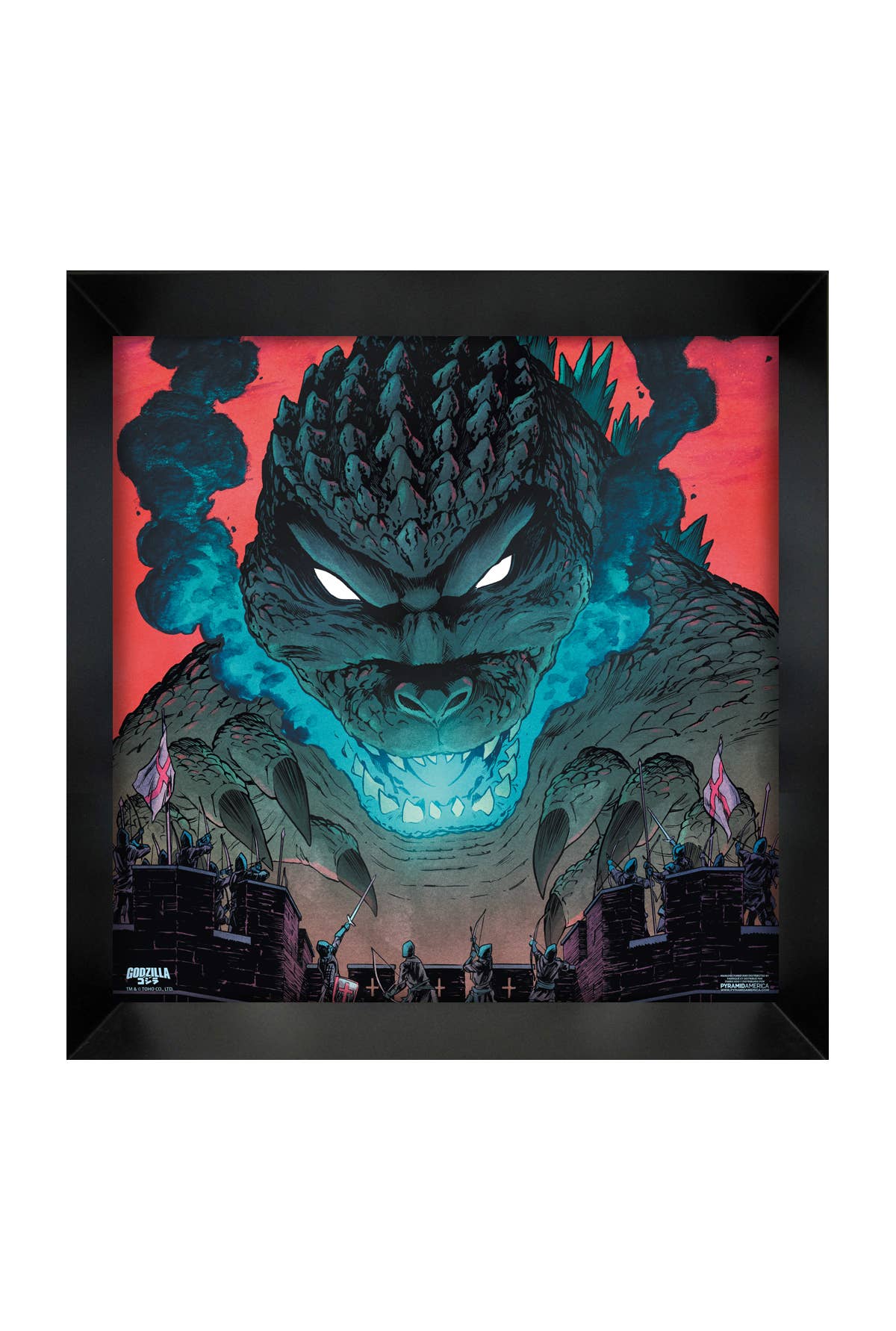 Godzilla- Blue Flame 12x12 Gel-Coat Framed Print
