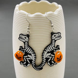 EARRINGS - Halloween Skeleton Dinosaur Pumpkin Dangle Earrings